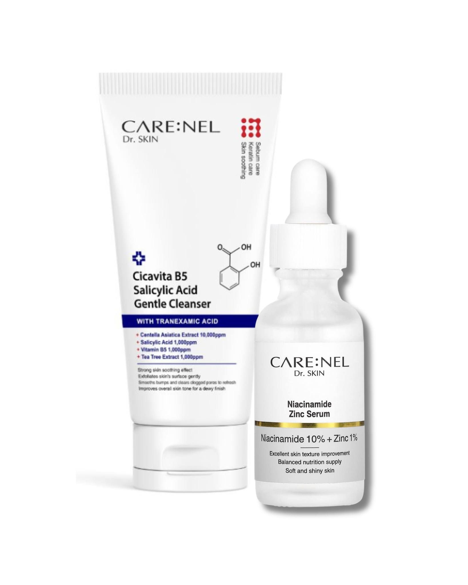 Care:Nel Cicavita B5 Salicylic Acid Gentle Cleanser & Niacinamide Zinc Serum Combo