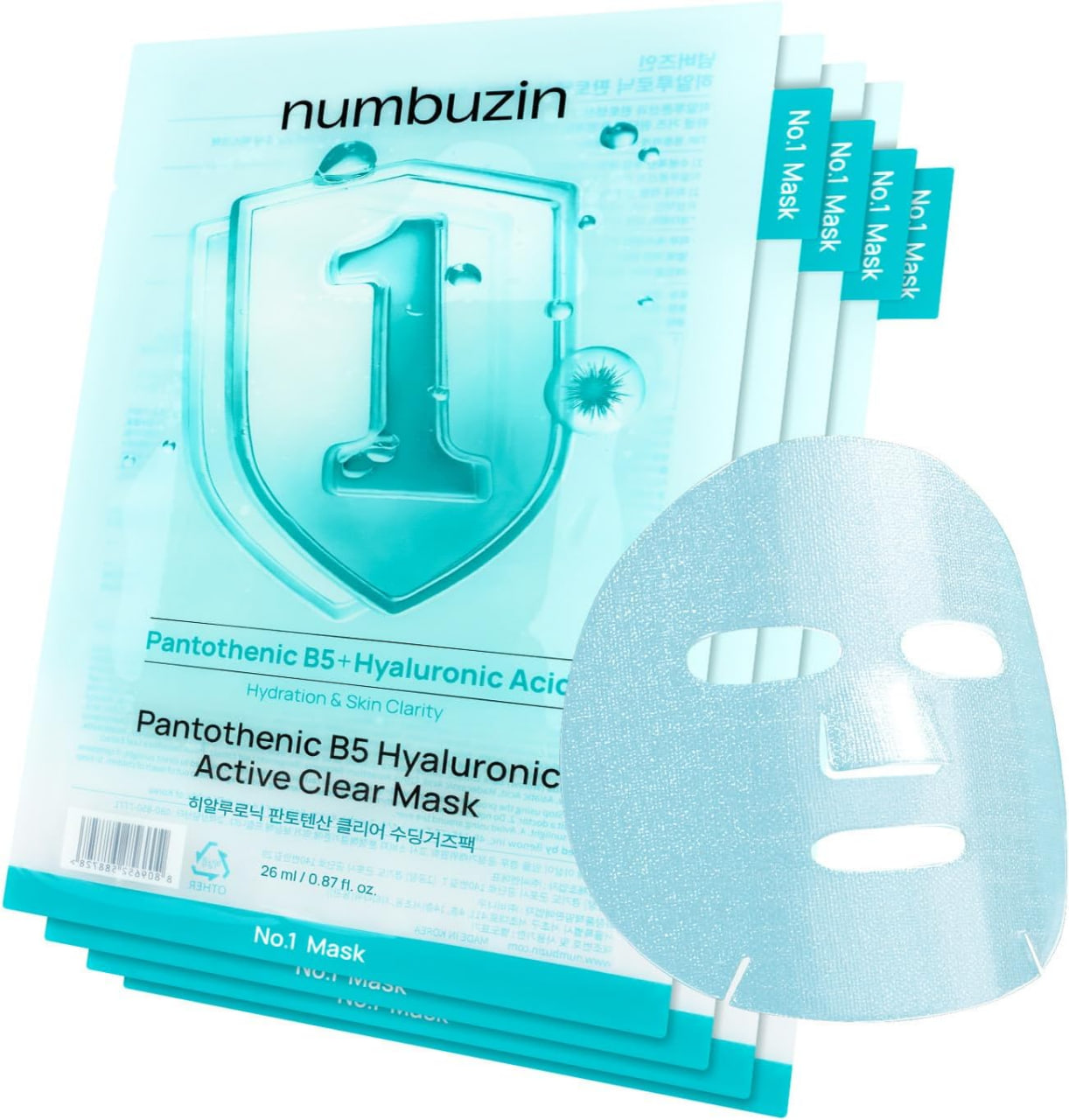 NUMBUZIN No.1 Pantothenic B5 Hyaluronic Active Clear Mask (26ml * 5ea) Set