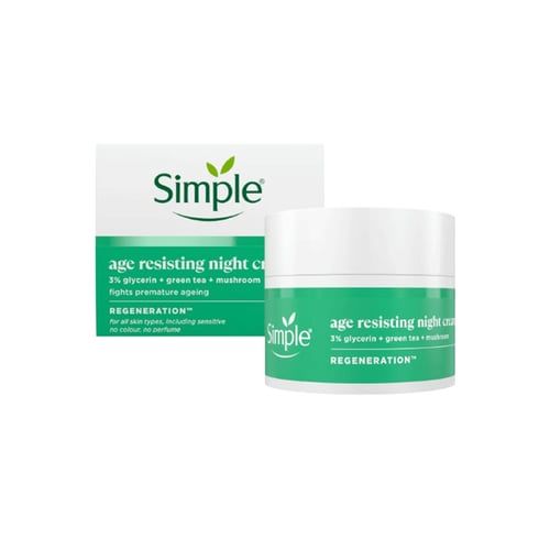 Simple Age Resisting Night Cream with Glycerin Green Tea and Mushroom 50ml