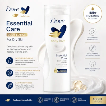 Dove Body Love Essential Care Body Lotion For Dry Skin 400ml - Image 2